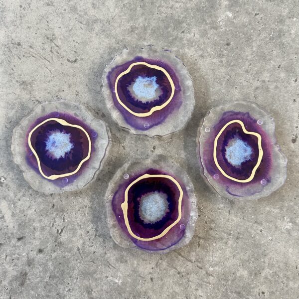 Ashley Coaster, solid geode, purple